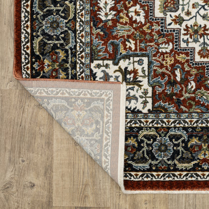 Vivian Medallion Red/ Multi Oriental Cut Pile Rug