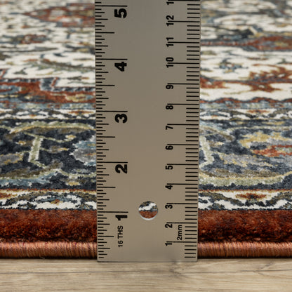 Vivian Medallion Red/ Multi Oriental Cut Pile Rug