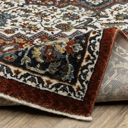 Vivian Medallion Red/ Multi Oriental Cut Pile Rug