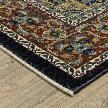 Vivian Medallion Navy/ Multi Oriental Cut Pile Rug