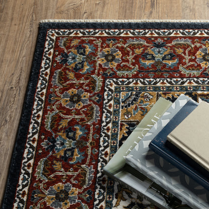 Vivian Medallion Navy/ Multi Oriental Cut Pile Rug