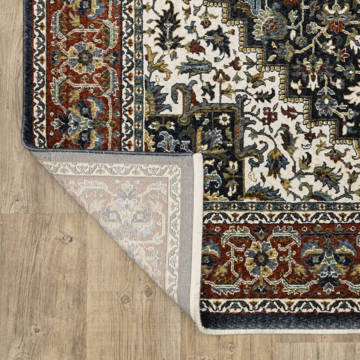 Vivian Medallion Navy/ Multi Oriental Cut Pile Rug
