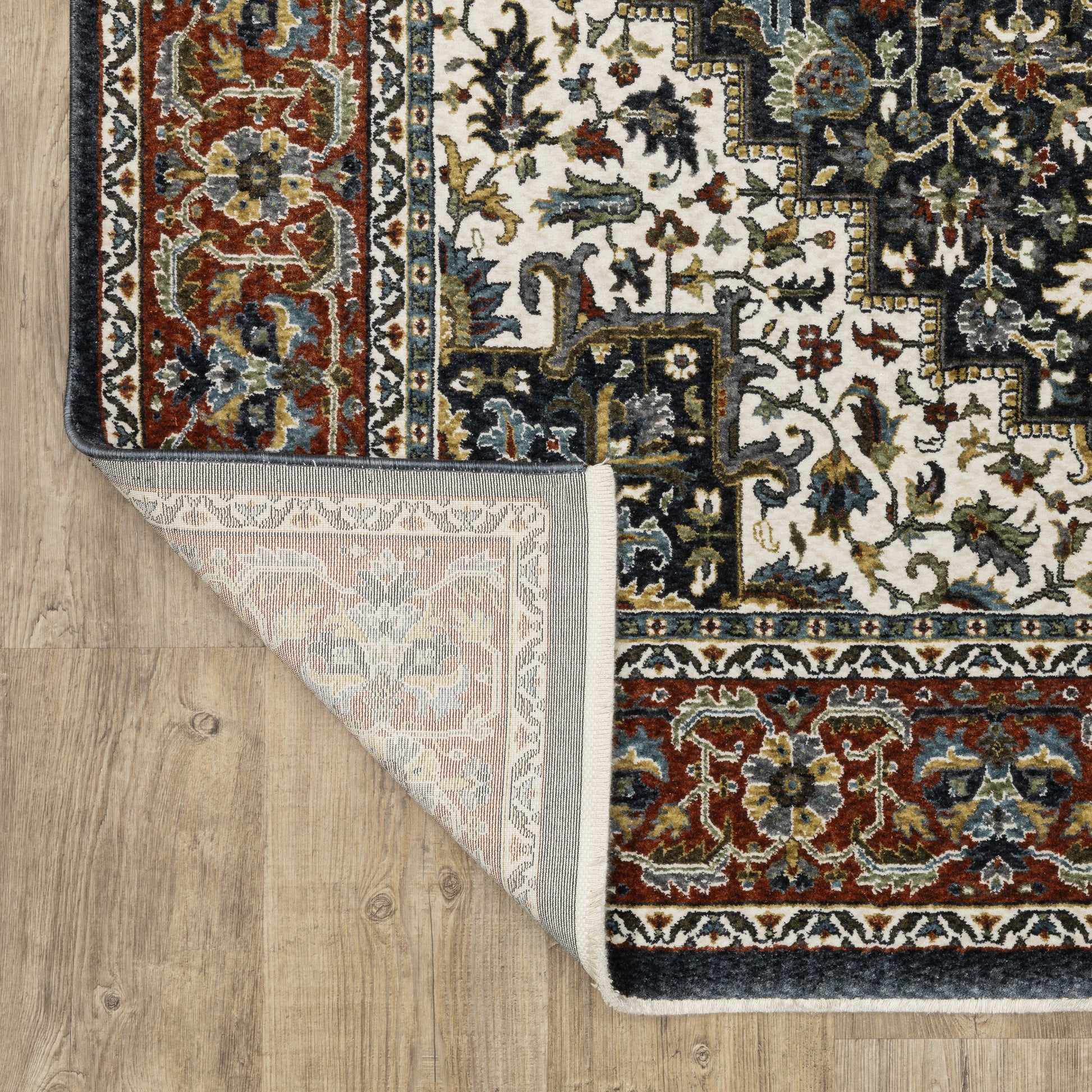 Vivian Medallion Navy/ Multi Oriental Cut Pile Rug