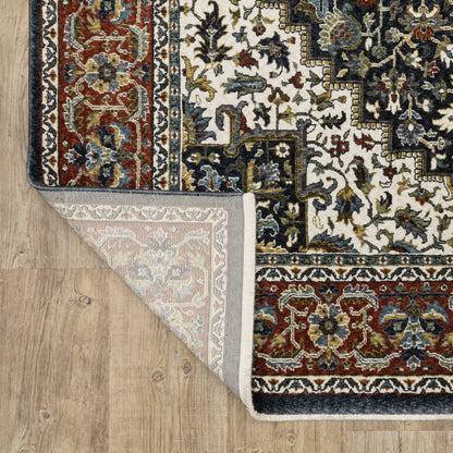 Vivian Medallion Navy/ Multi Oriental Cut Pile Rug
