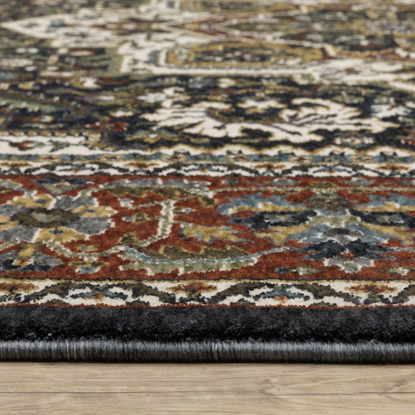 Vivian Medallion Navy/ Multi Oriental Cut Pile Rug