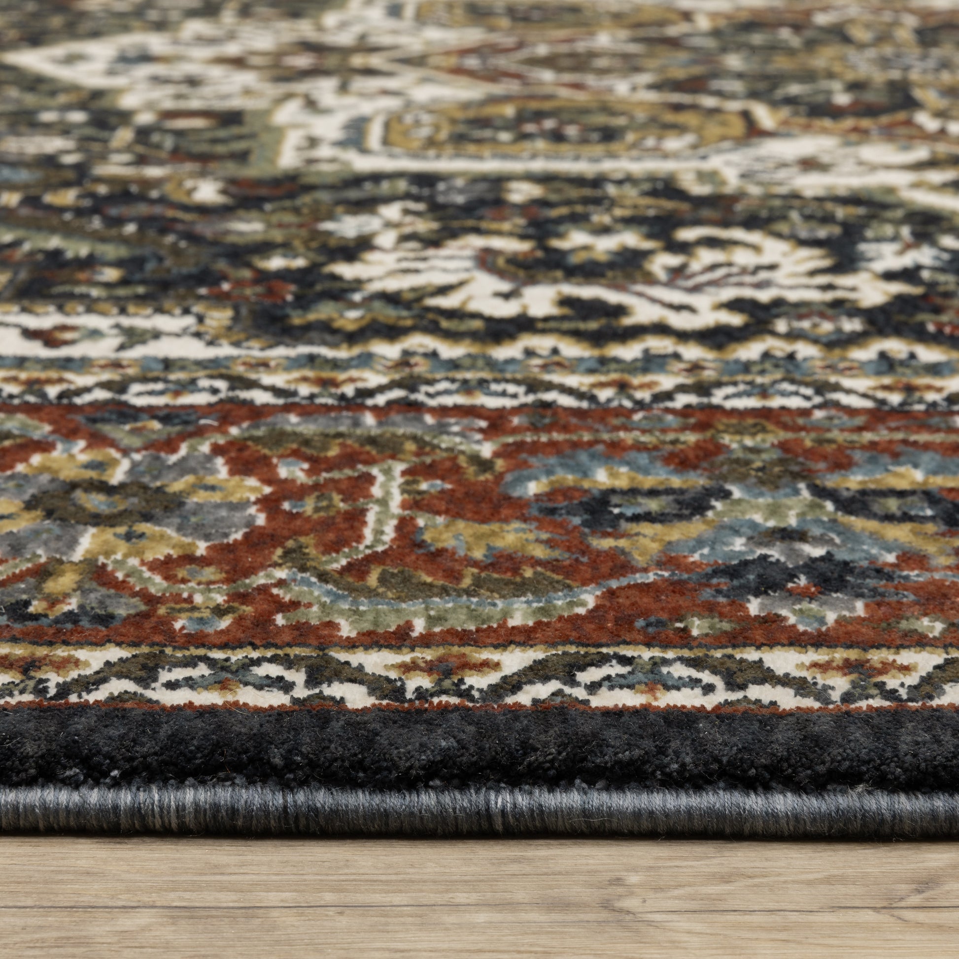 Vivian Medallion Navy/ Multi Oriental Cut Pile Rug