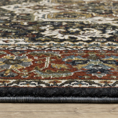 Vivian Medallion Navy/ Multi Oriental Cut Pile Rug