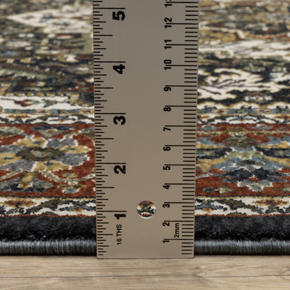 Vivian Medallion Navy/ Multi Oriental Cut Pile Rug