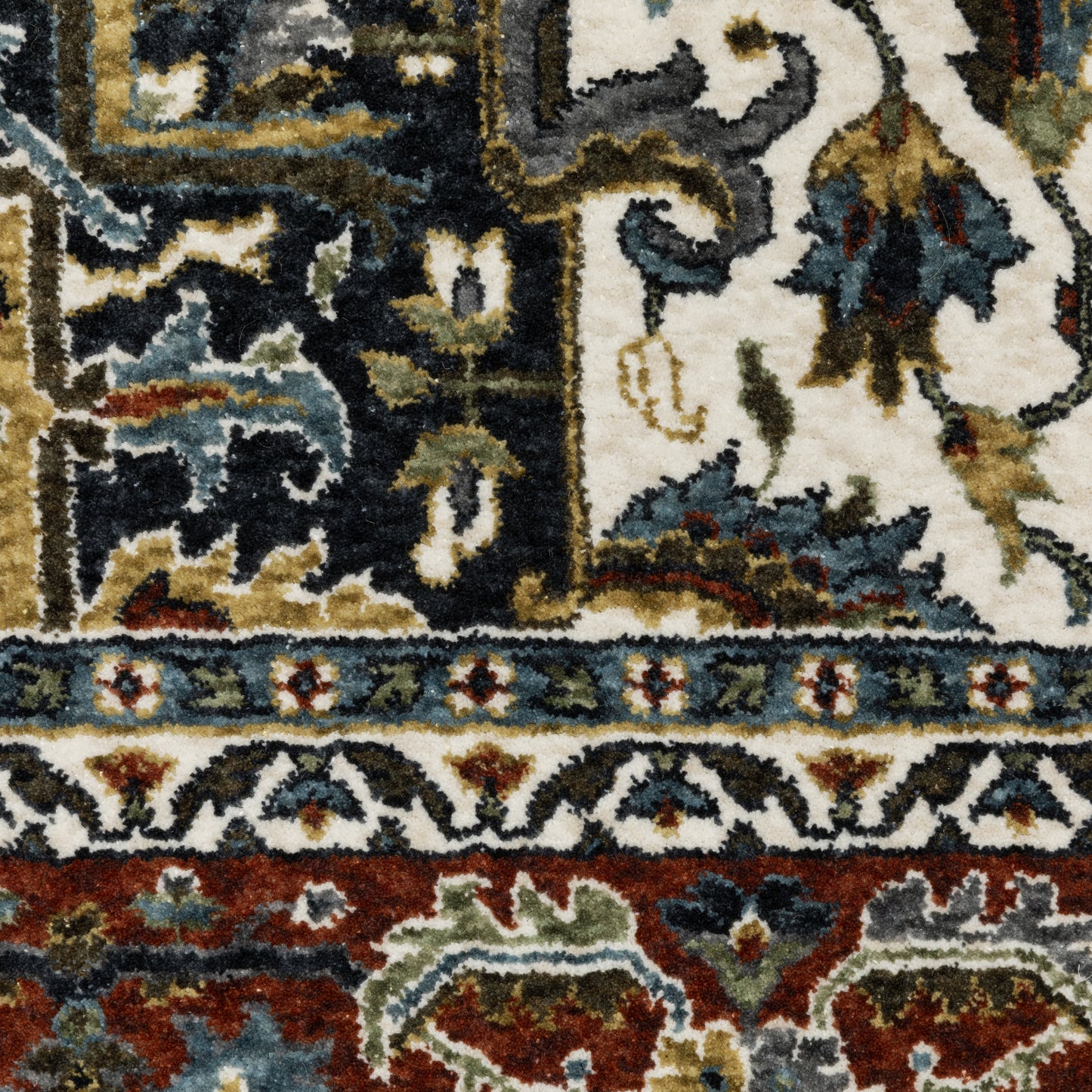 Vivian Medallion Navy/ Multi Oriental Cut Pile Rug