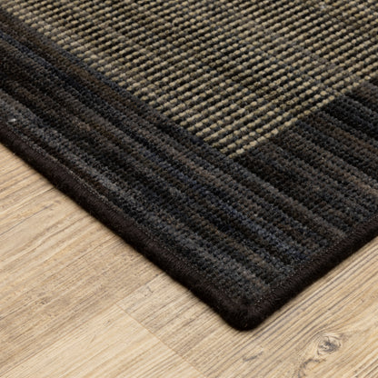 Warner Solid Grey/ Charcoal Border Loop Pile Rug