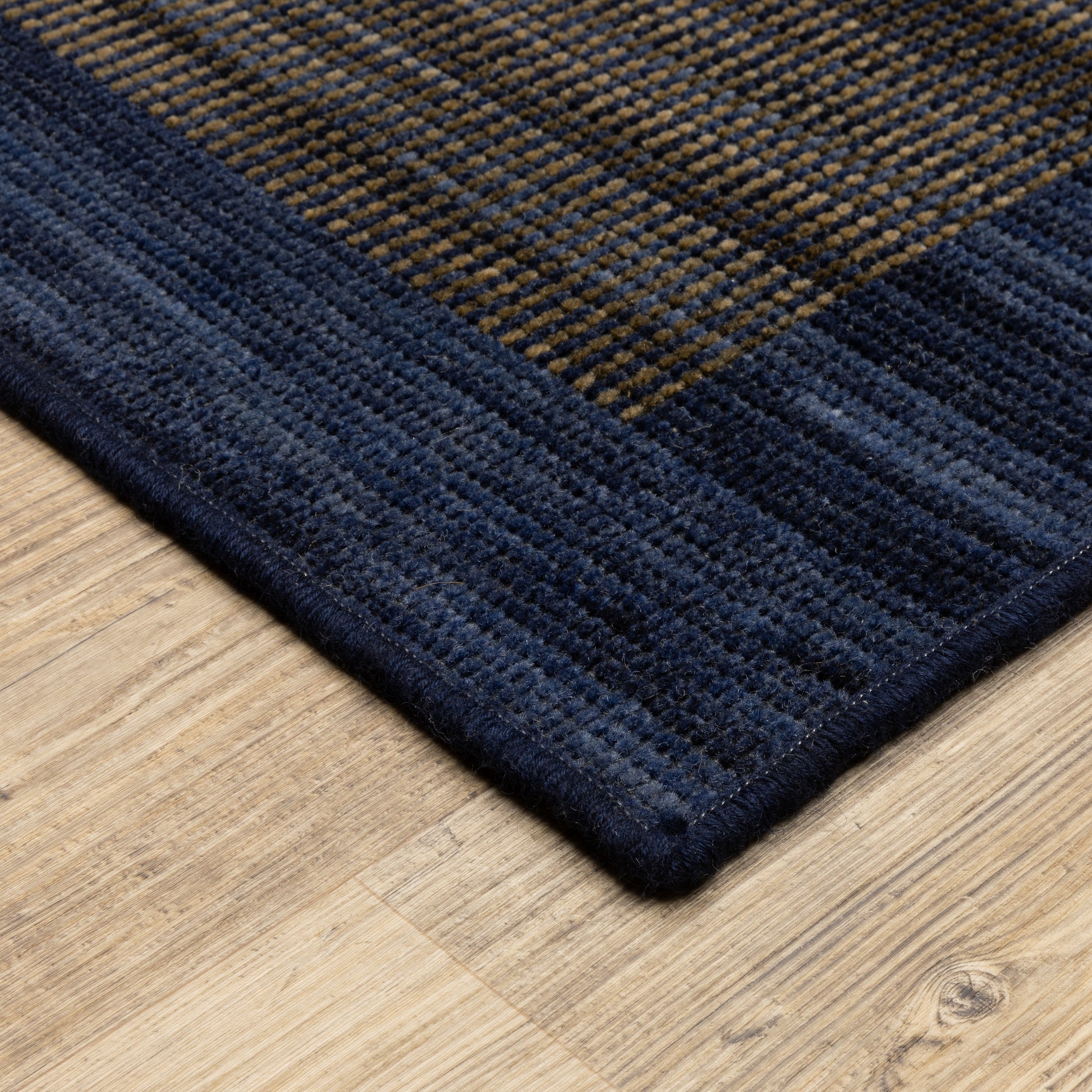 Warner Solid Blue/ Blue Border Loop Pile Rug