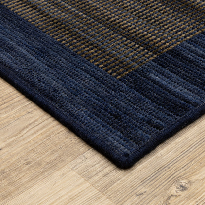 Warner Solid Blue/ Blue Border Loop Pile Rug