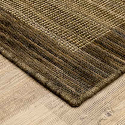 Warner Solid Brown/ Brown Border Cut Pile Rug