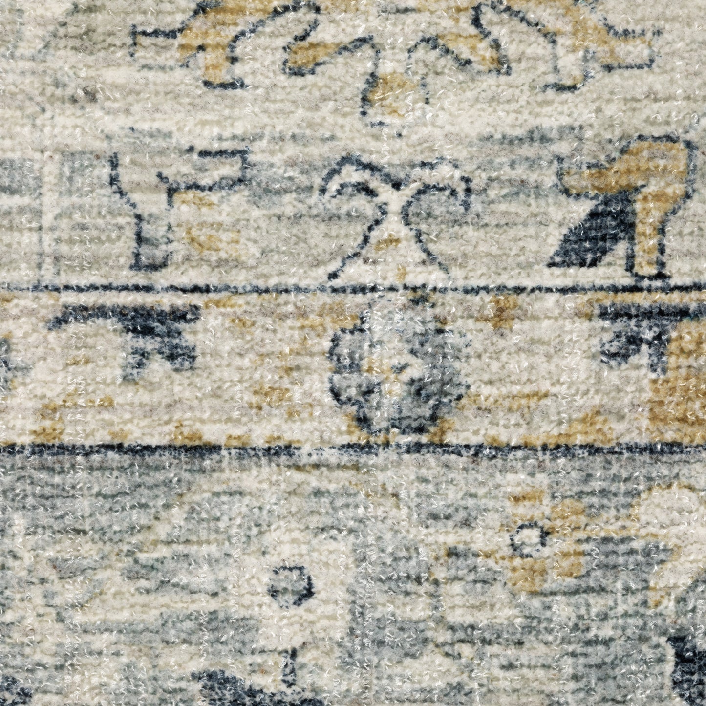 Windham Floral Ivory/ Blue Distressed Cut Pile Rug