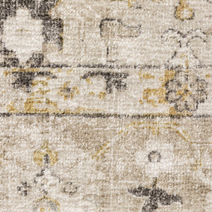 Windham Floral Beige/ Gold Distressed Cut Pile Rug