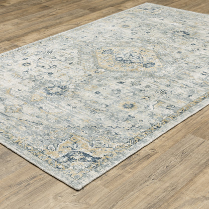 Windham Distressed Ivory/ Gold Medallion Cut Pile Rug