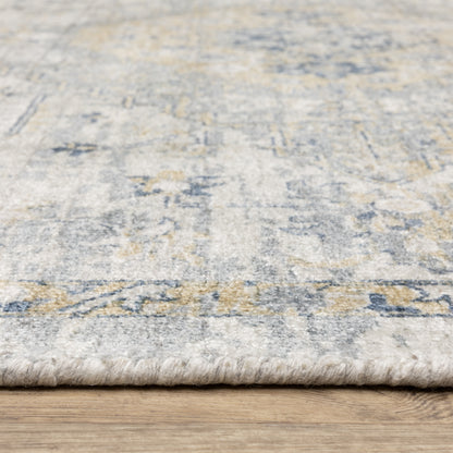 Windham Distressed Ivory/ Gold Medallion Cut Pile Rug