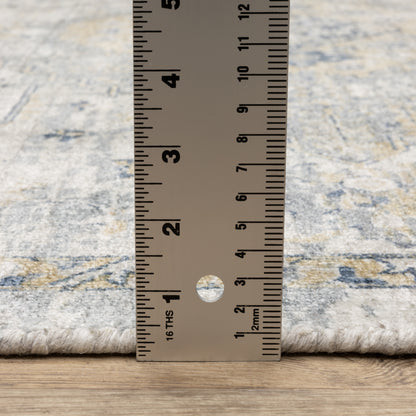 Windham Distressed Ivory/ Gold Medallion Cut Pile Rug