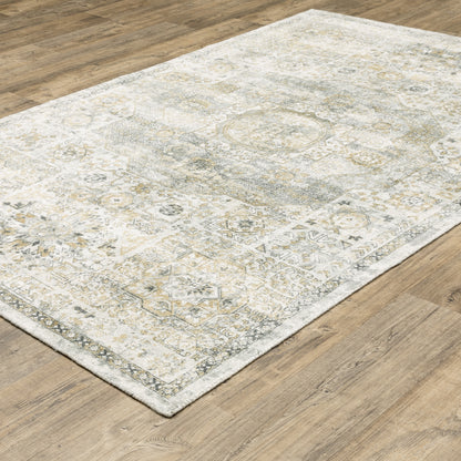 Windham Distressed Grey/ Gold Medallion Cut Pile Rug