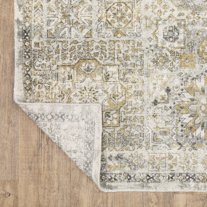 Windham Distressed Grey/ Gold Medallion Cut Pile Rug
