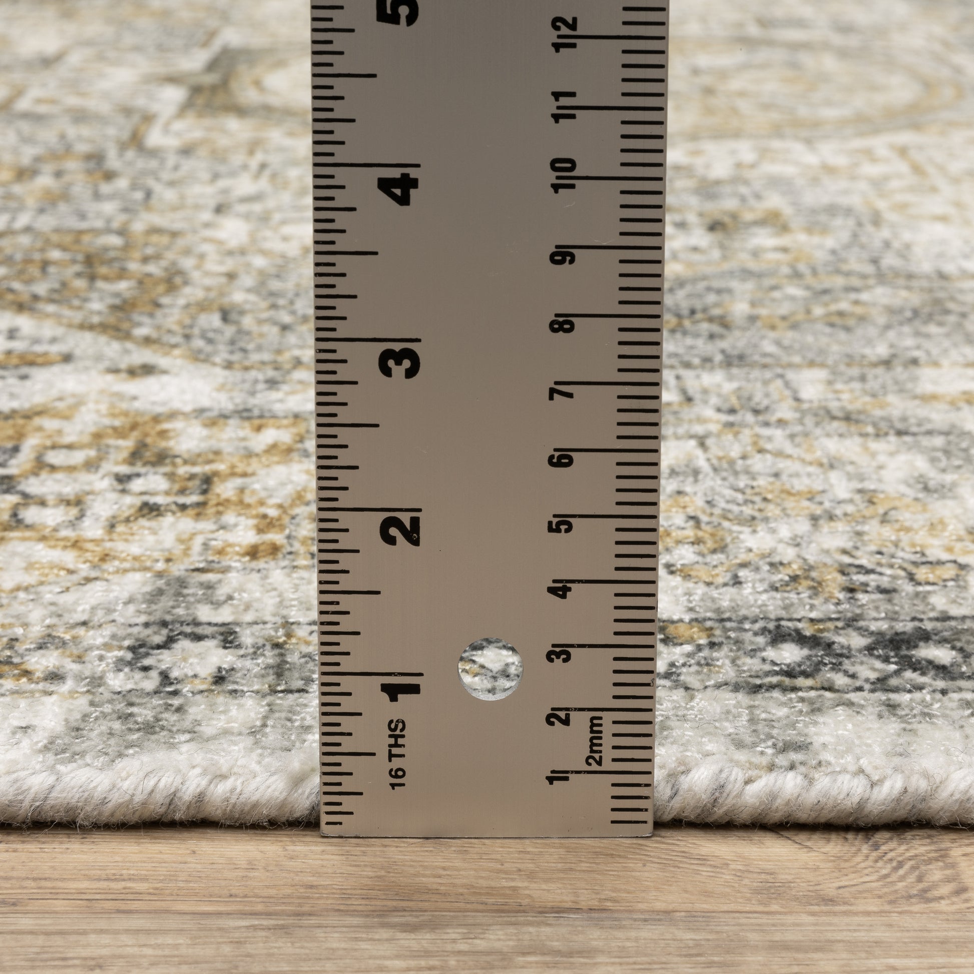 Windham Distressed Grey/ Gold Medallion Cut Pile Rug