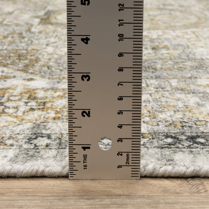Windham Distressed Grey/ Gold Medallion Cut Pile Rug