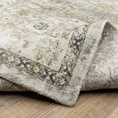 Windham Distressed Grey/ Gold Medallion Cut Pile Rug