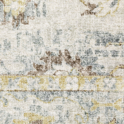 Windham Floral Ivory/ Blue Distressed Cut Pile Rug