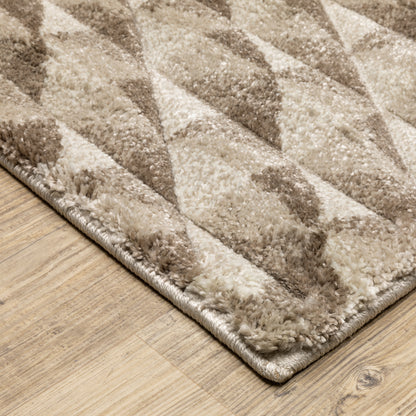 Wonder Geometric Brown/ Beige Cut Pile Rug