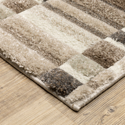 Wonder Geometric Brown/ Beige Cut Pile Rug