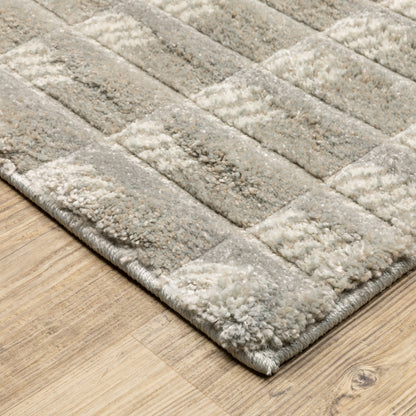 Wonder Geometric Grey/ Ivory Cut Pile Rug