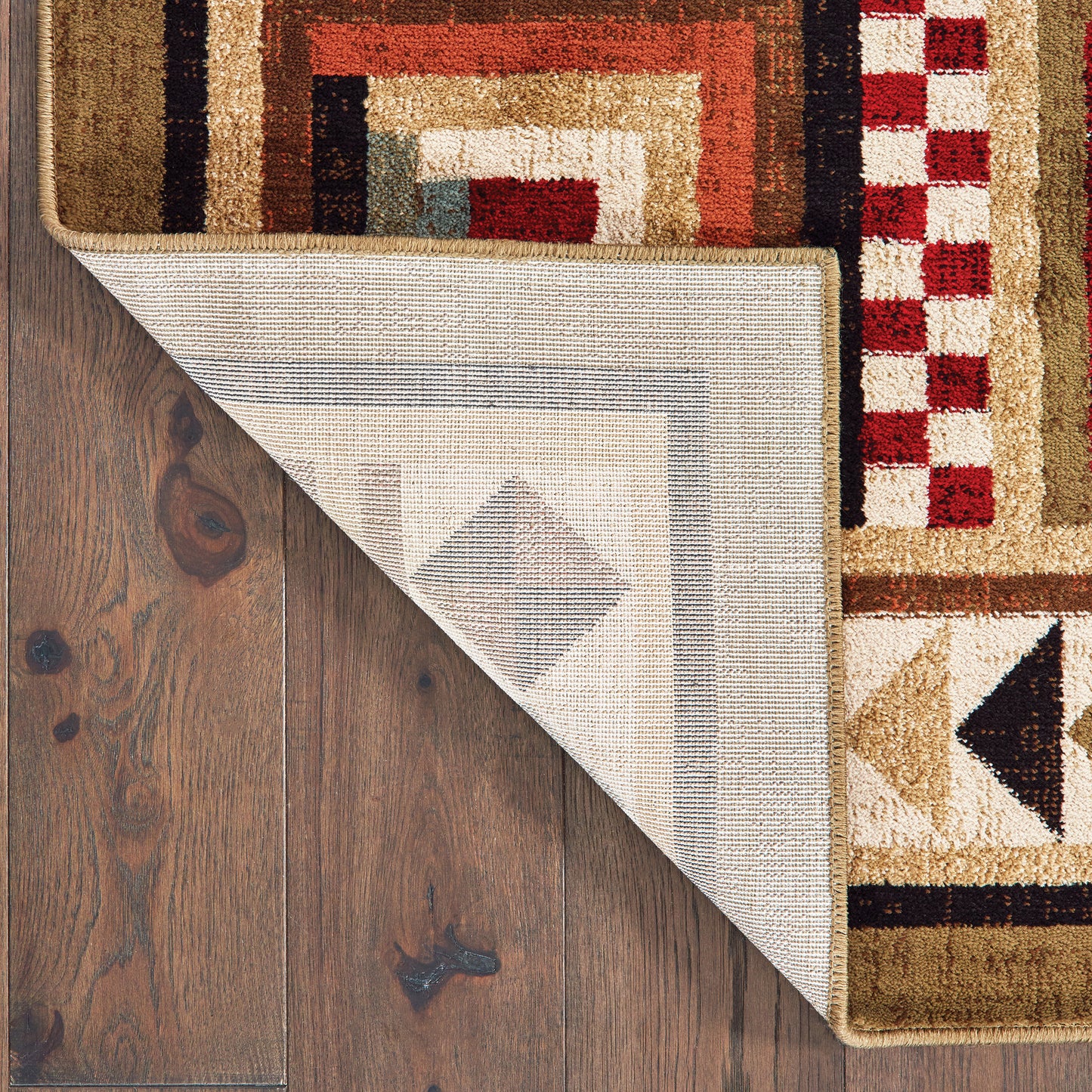 Woodlands Geometric Brown/ Multi Botanical Cut Pile Rug