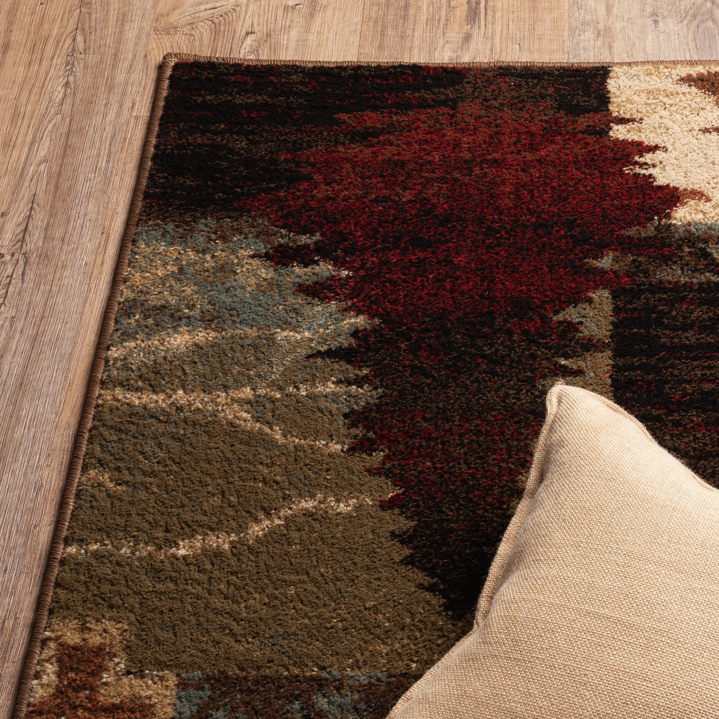 Woodlands Geometric Brown/ Rust Animal Cut Pile Rug