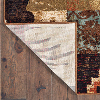 Woodlands Geometric Brown/ Rust Animal Cut Pile Rug