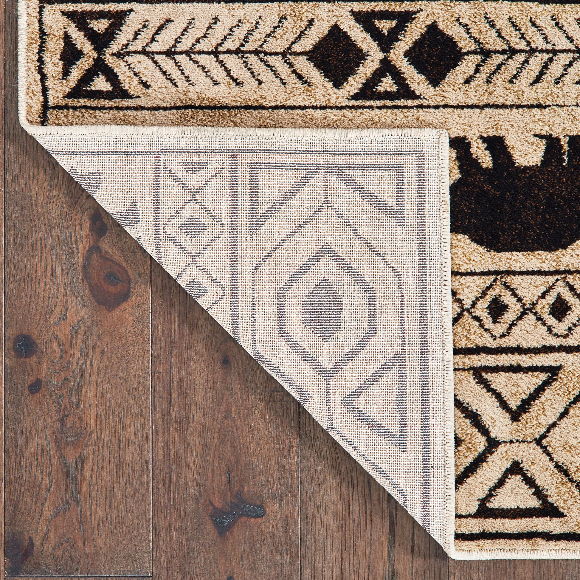 Woodlands Tribal Ivory/ Black Stripe Cut Pile Rug