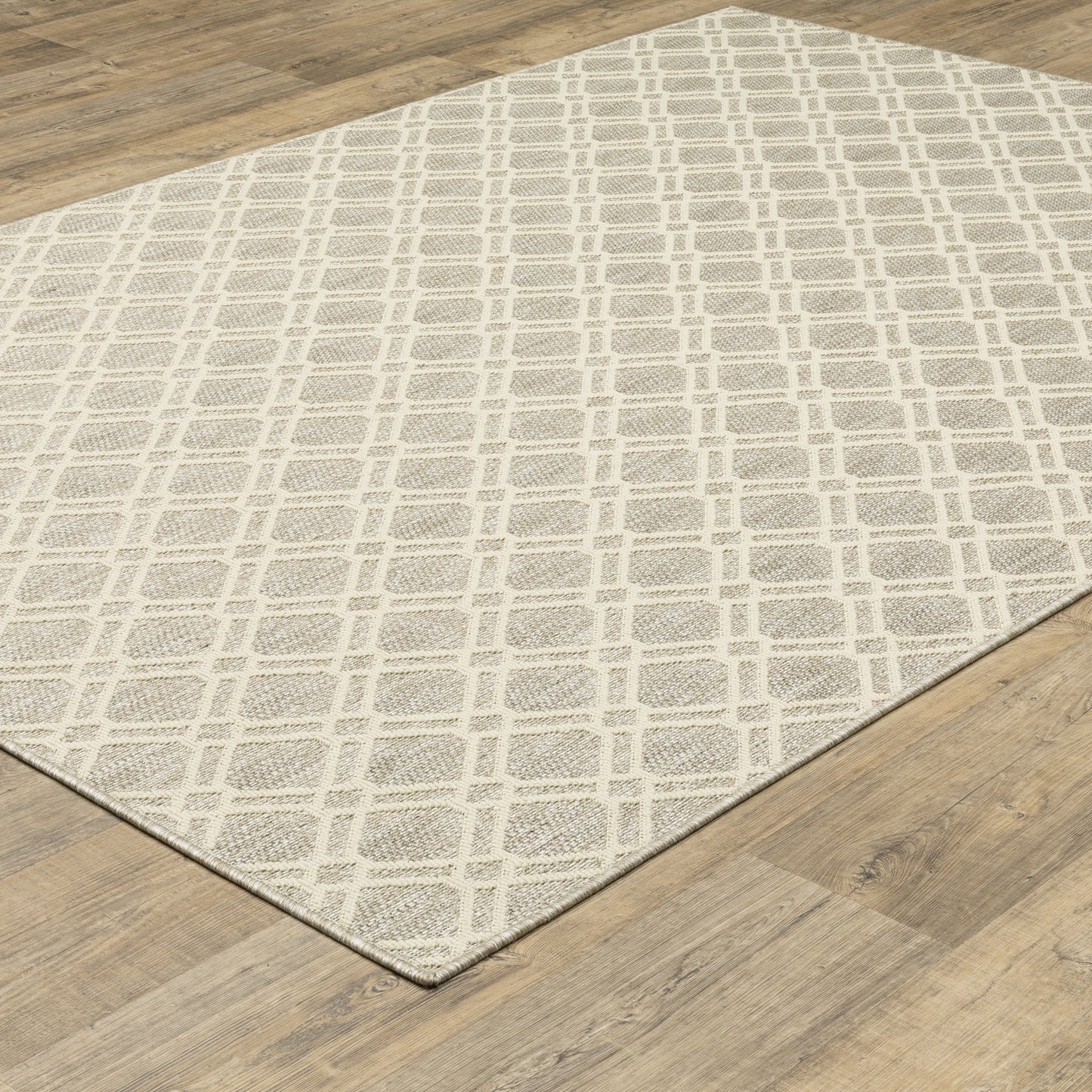 Zarina Lattice Ivory/ Beige Flat Weave Rug