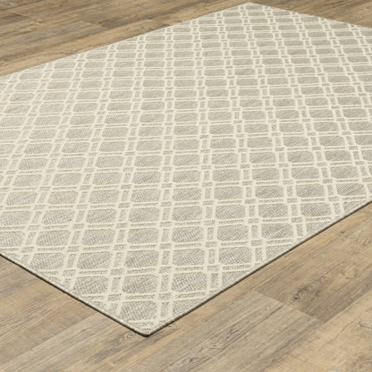 Zarina Lattice Ivory/ Beige Flat Weave Rug