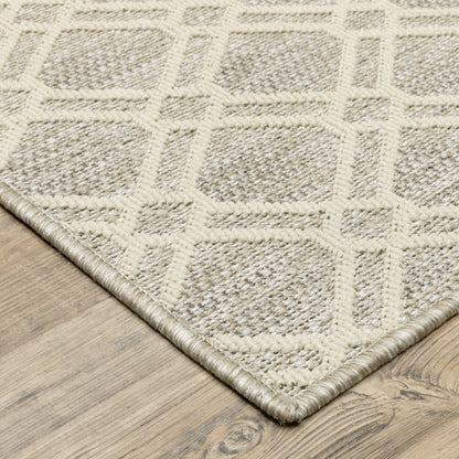 Zarina Lattice Ivory/ Beige Flat Weave Rug