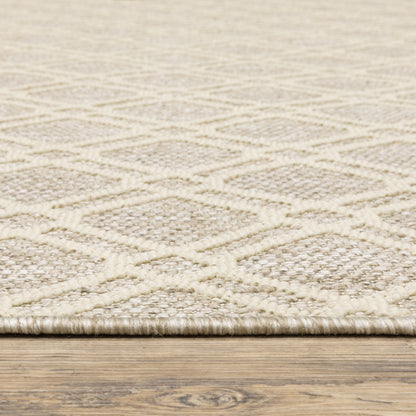 Zarina Lattice Ivory/ Beige Flat Weave Rug