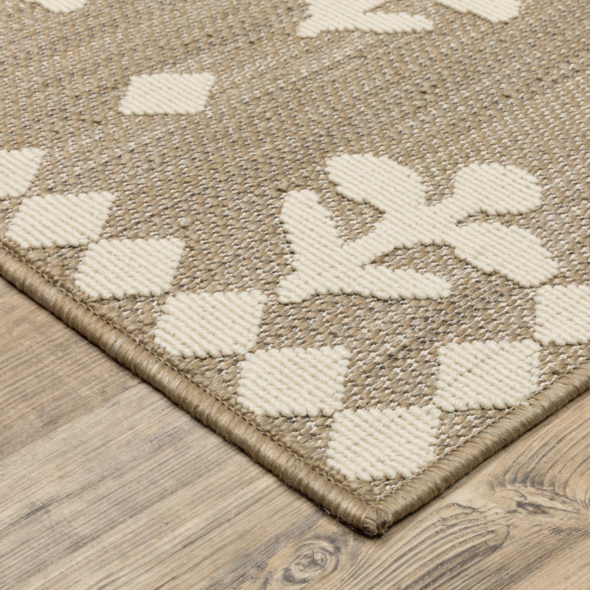 Zarina Border Beige/ Ivory Floral Flat Weave Rug