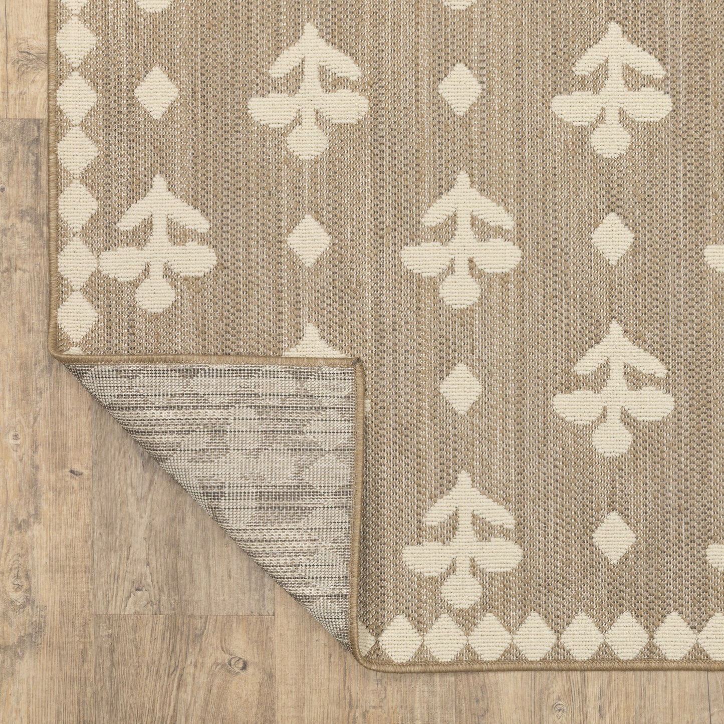 Zarina Border Beige/ Ivory Floral Flat Weave Rug