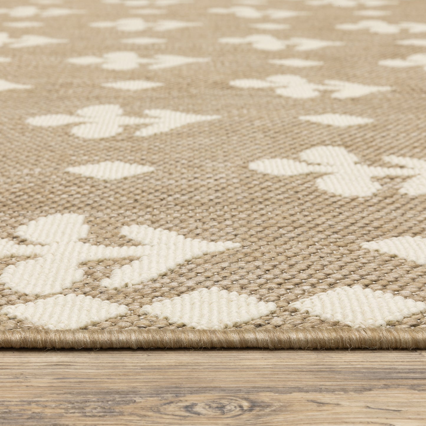 Zarina Border Beige/ Ivory Floral Flat Weave Rug