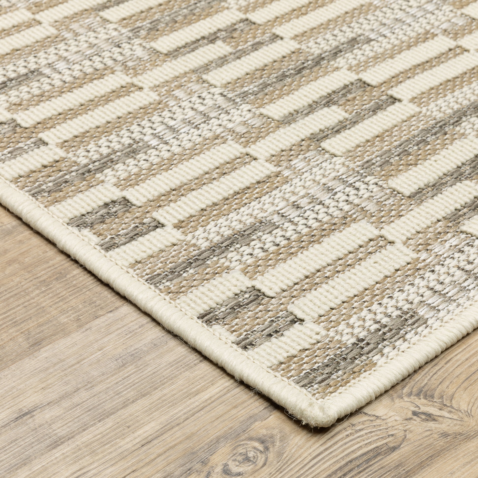 Zarina Geometric Beige/ Ivory Flat Weave Rug