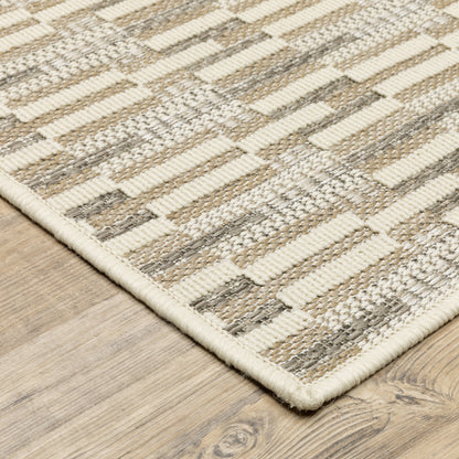 Zarina Geometric Beige/ Ivory Flat Weave Rug