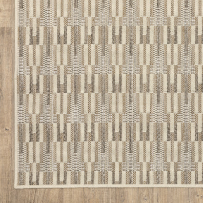 Zarina Geometric Beige/ Ivory Flat Weave Rug