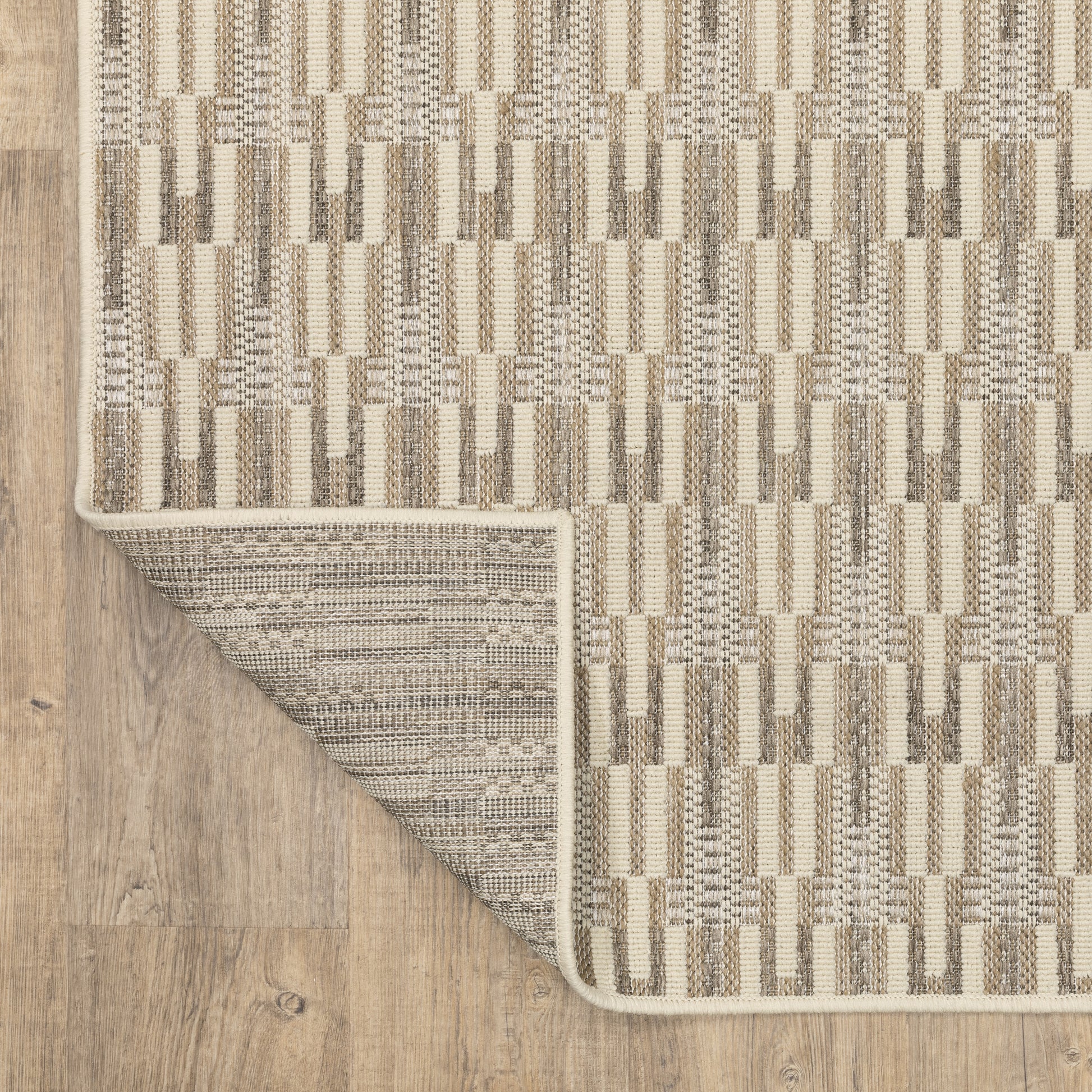Zarina Geometric Beige/ Ivory Flat Weave Rug