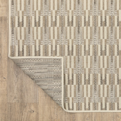 Zarina Geometric Beige/ Ivory Flat Weave Rug