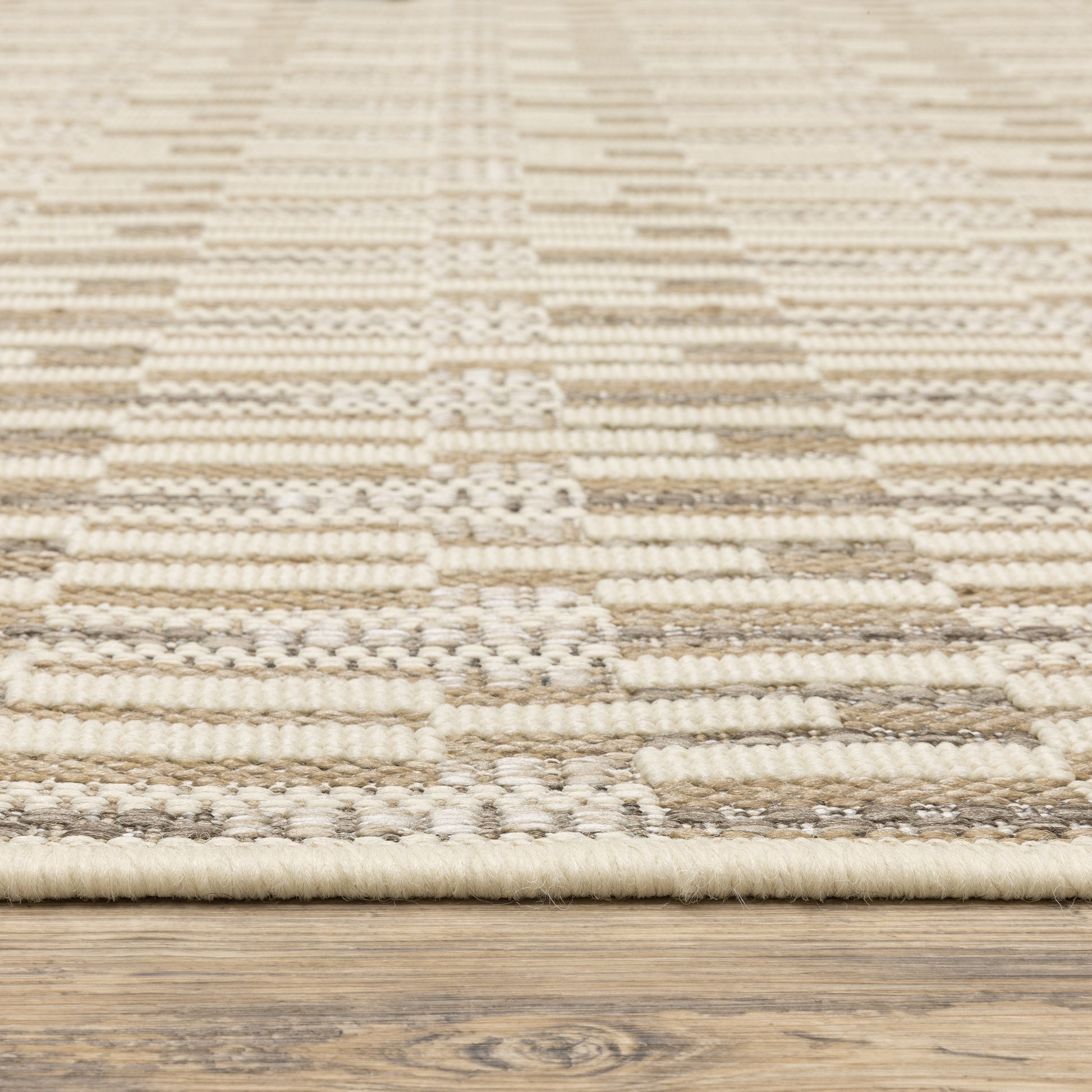 Zarina Geometric Beige/ Ivory Flat Weave Rug