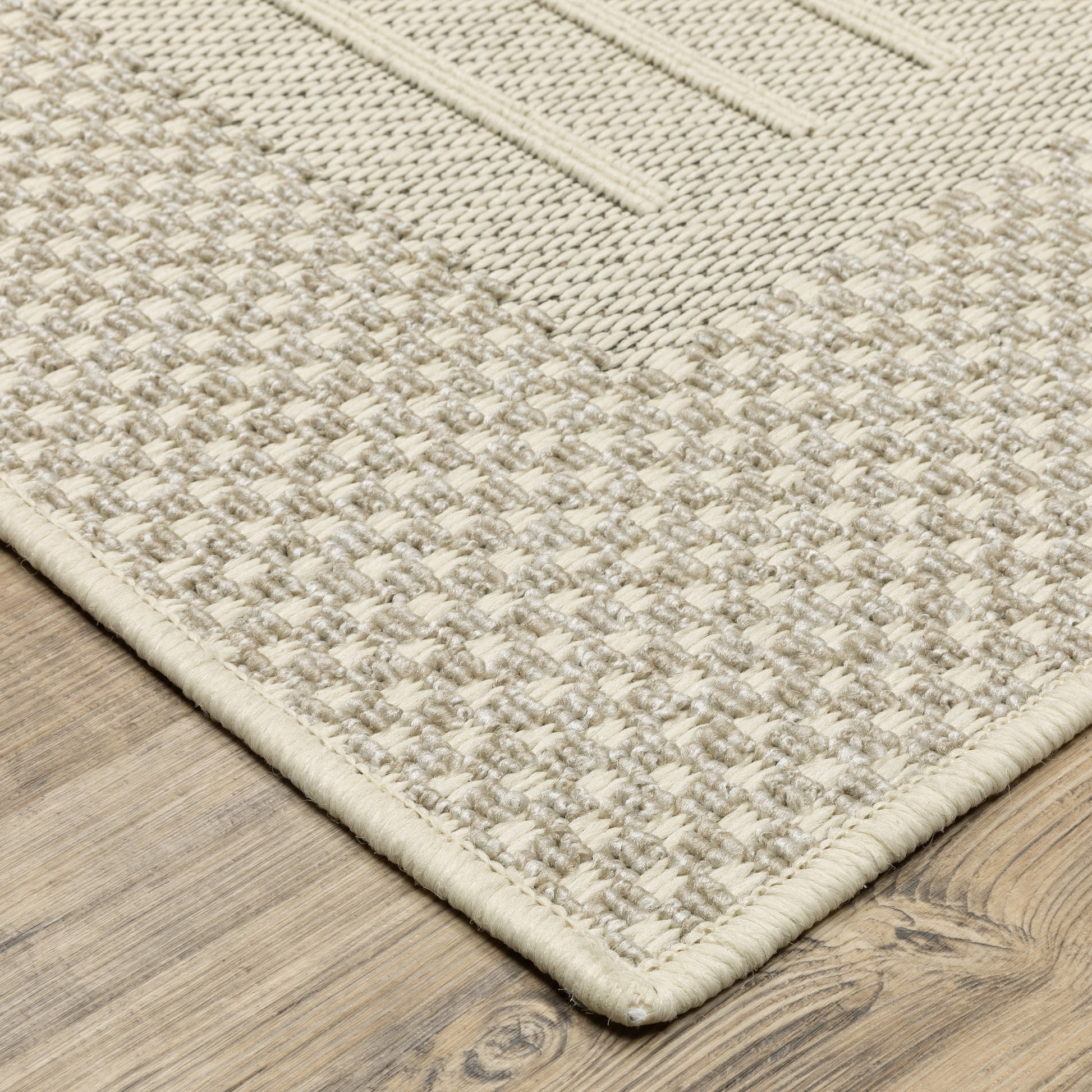 Zarina Geometric Beige/ Ivory Border Flat Weave Rug