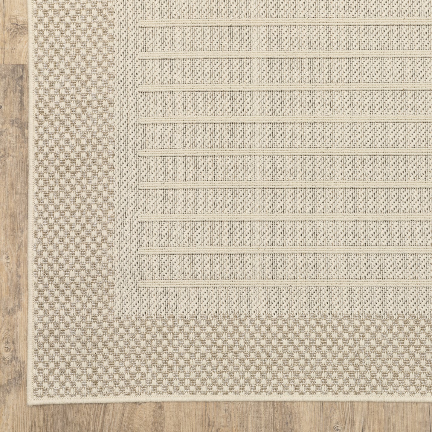Zarina Geometric Beige/ Ivory Border Flat Weave Rug